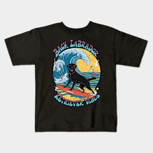 The Surfing Pup Black Labrador Retriever Kids T-Shirt